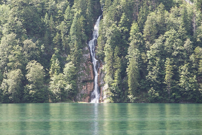 Königssee. Waterfall at the Königssee. Schönau am Königssee. .