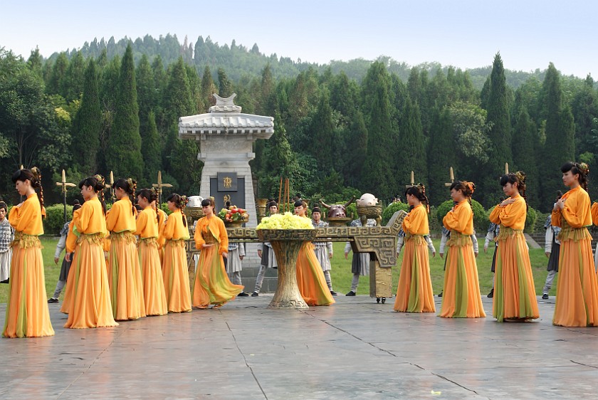 Tomb of Qin Shihuang. Performance in Front of the Mound. near Xi'an. .