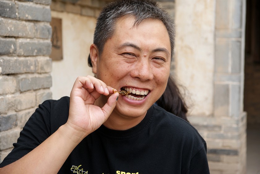 Liquan Yuan Village. Eating a Scorpion. Liquan Yuan. .