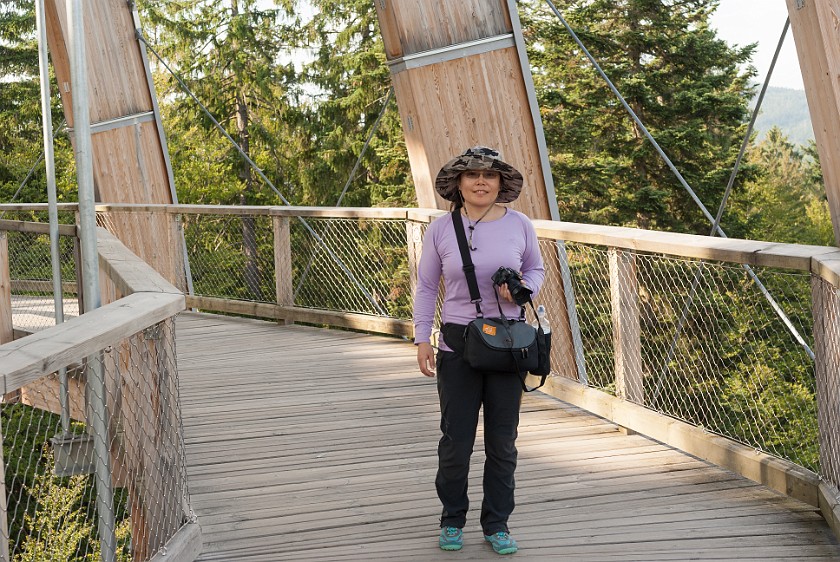 Tree Top Walk at the National Park Center Lusen. Portrait inside the dome. near Neuschönau. .