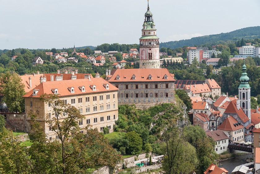 Ceský Krumlov. Krumlow chateau and round tower. Ceský Krumlov. .