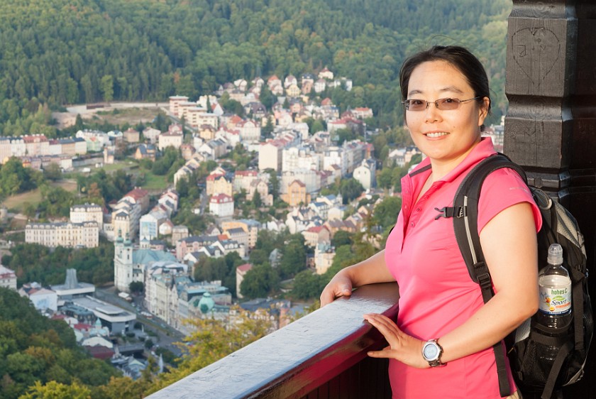 Karlovy Vary. Portrait with view on the city. Karlovy Vary. .