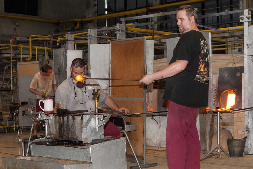 Moser Glasswork Shop. Glass-blowers. Karlovy Vary. .