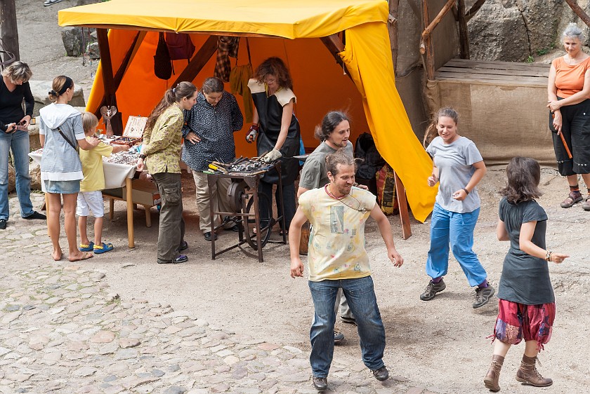 Loket Castle. Blacksmith and dancing people. Loket Nad Ohre. .