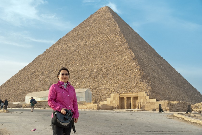 Pyramids of Giza. Portrait in front of the Pyramid of Khufu. Cairo. .