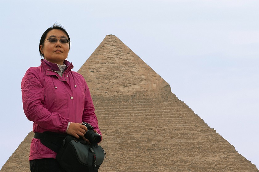 Pyramids of Giza. Portrait in front of the Khafre Pyramid. Cairo. .