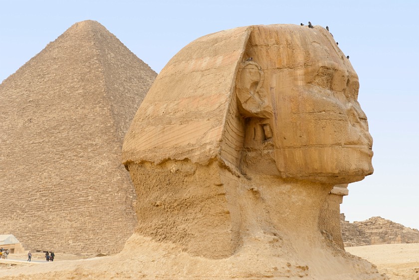 Pyramids of Giza. Sphinx and the Pyramid of Khufu. Cairo. .