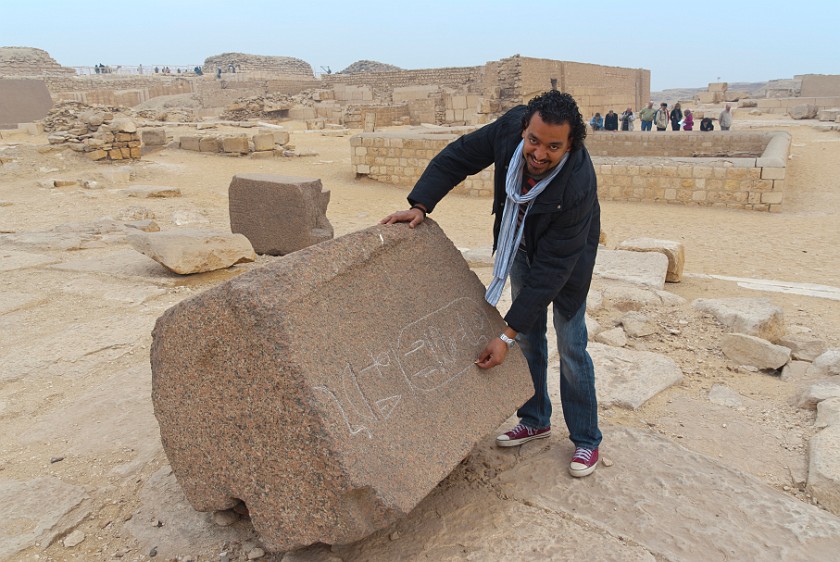 Saqqara. Tour guide from Egypt Fun Tours explaining hieroglyphs. Saqqara. .