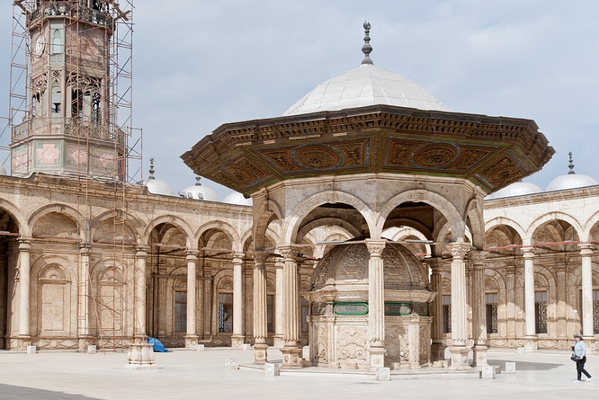 Mosque of Mohammed Ali. Washbasin and clock tower. Cairo. .
