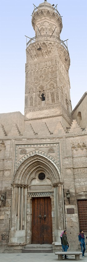 Islamic Cairo. Entrance of the Madrassa and Mausoleum of Qalaun. Cairo. .