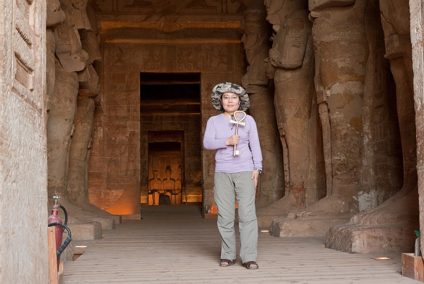 Abu Simbel. Portrait with Ankh at the entrance of the Ramses II temple. Abu Simbel. .