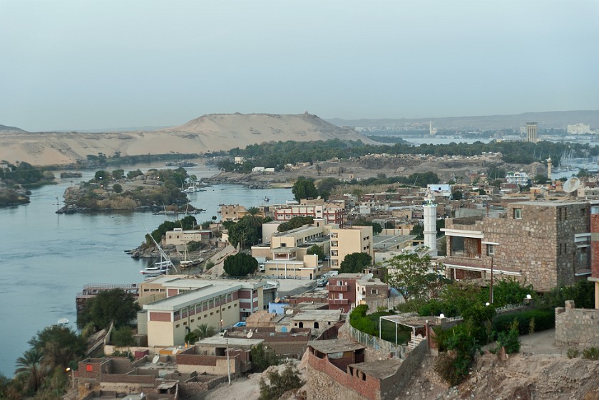 Aswan. View on the city and Elephantine Island. Aswan. .