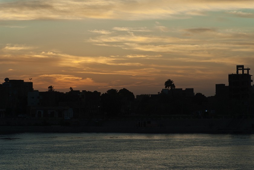 Nile Cruise from Aswan to Luxor. Sunset at Edfu. Edfu. .