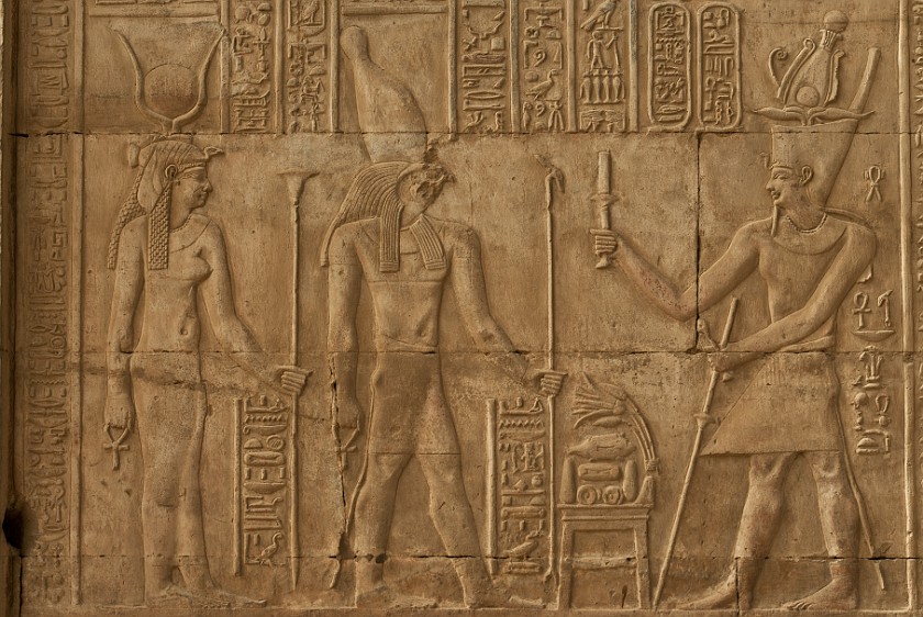 Temple of Kom Ombo. Pharao, Hathor and Horus. Kom Ombo. .