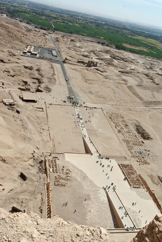Temple of Hatshepsut. Top view on the terraces and great court. near Luxor. .