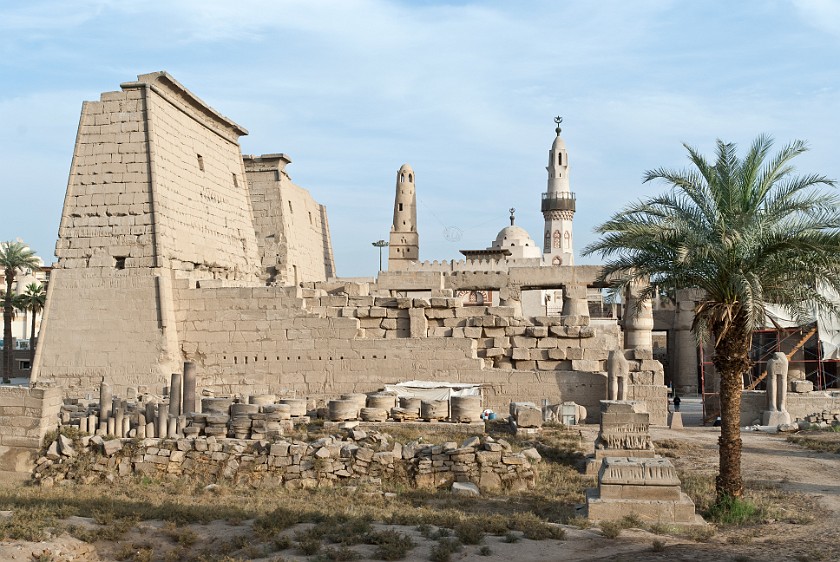 Luxor Temple. First pylon and mosque. Luxor. .