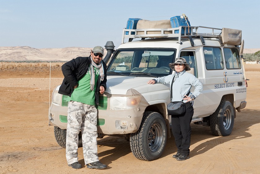 Bahariya Oasis. Portrait with guide and AWD vehicle. Bahariya Oasis. .