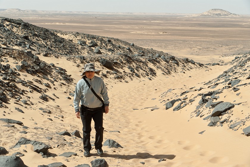 Black Desert Safari. Walking through a desert gorge. near the Baharyia Oasis. .