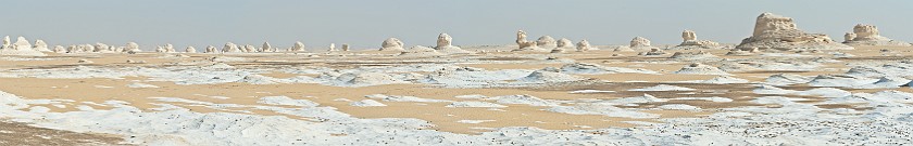 White Desert Safari. Panoramic view of the White Desert. near Qasr al-Farafra. .
