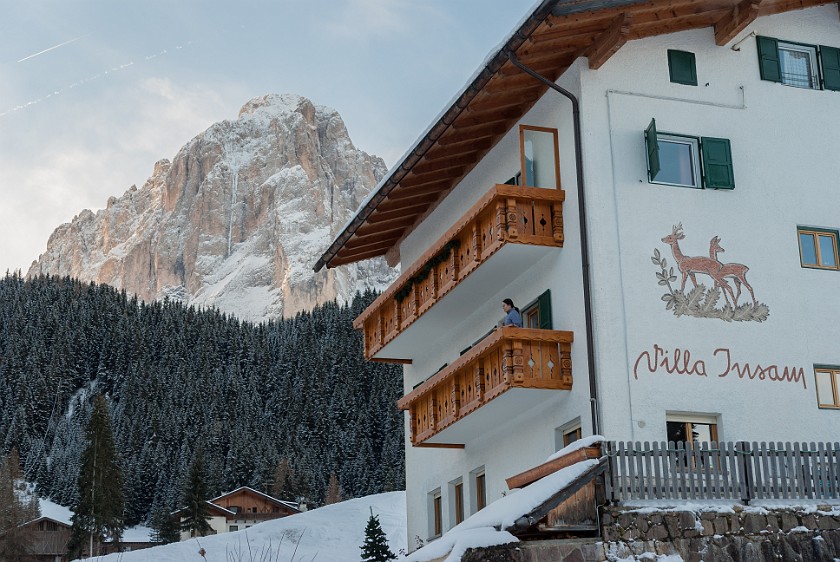 Selva di Val Gardena. Villa Insam and Sassolungo. Gröden. .