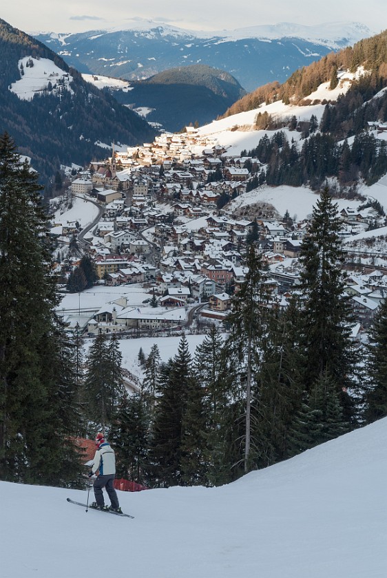 Selva di Val Gardena. View from Saslong on S. Cristina. Gröden. .