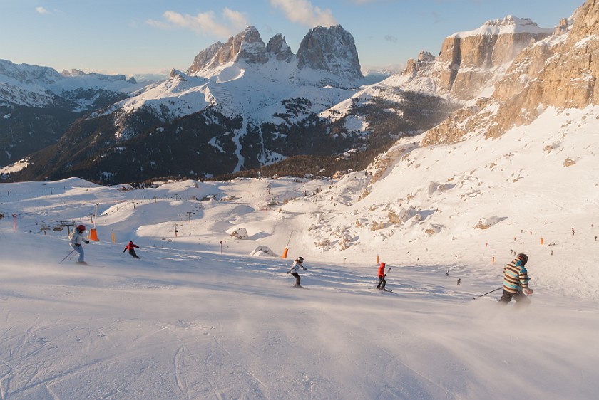 Sellaronda Clockwise. View on Gruppo del Sella and Sassolungo. Gröden. .