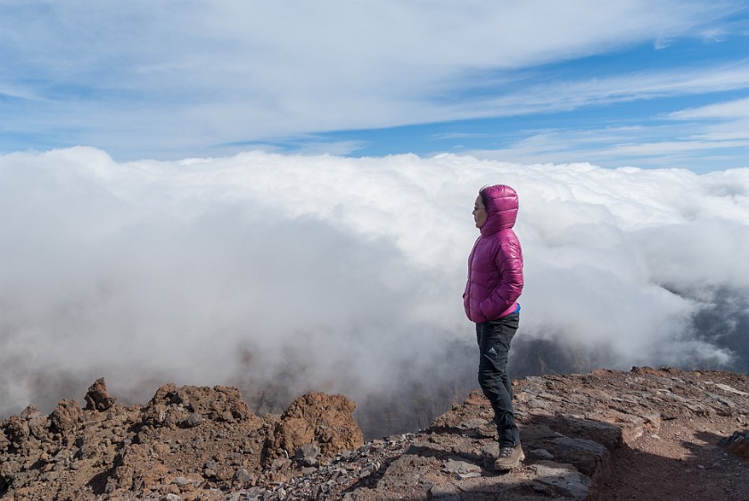 Roque de los Muchachos. Portrait with clouds. Caldera de Taburiente. .