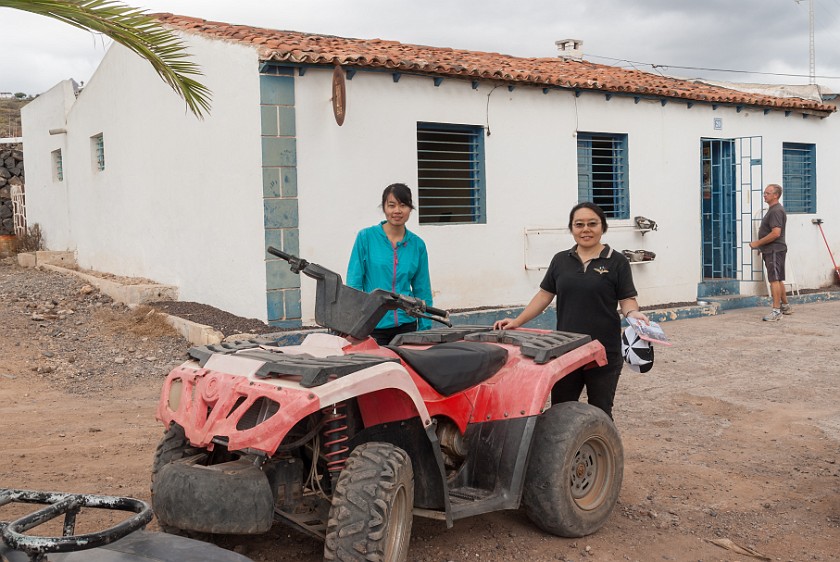Quad Driving. Portrait with friend and quad. Arona. .