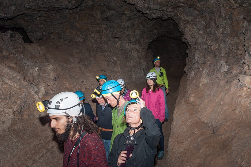 Cueva del Viento. Group inside the cave. Icod de Los Vinos. .
