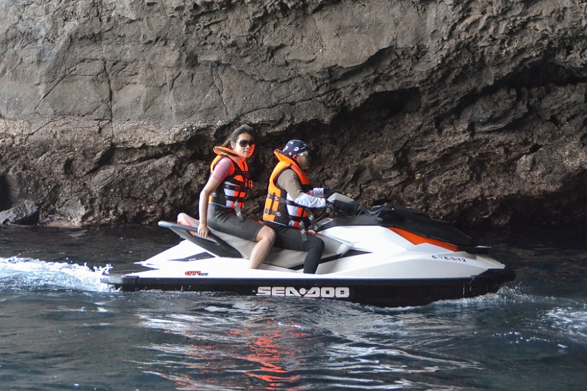 Jet Ski Safari. Inside a cliff bay. Los Gigantes. .