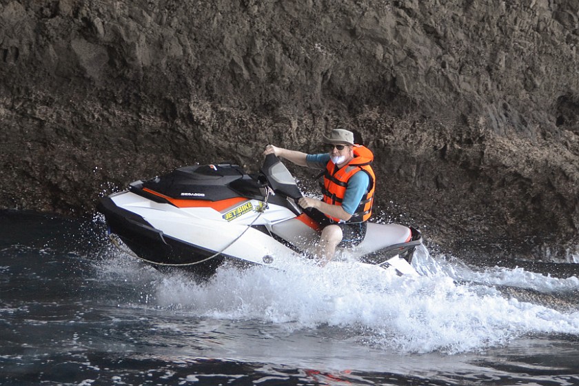 Jet Ski Safari. Inside a cliff bay. Los Gigantes. .