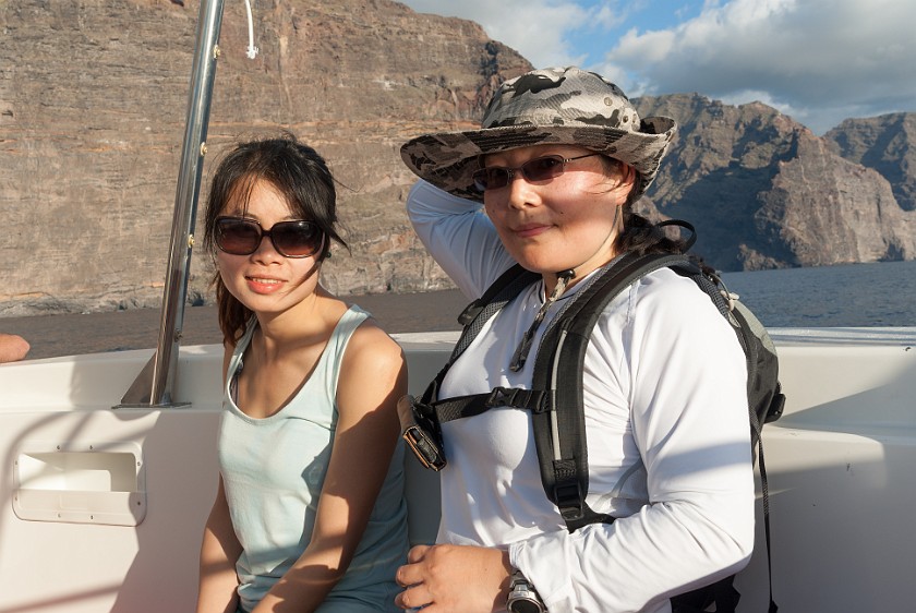 Barranco de Masca. Portrait with friend on the boat. Masca. .