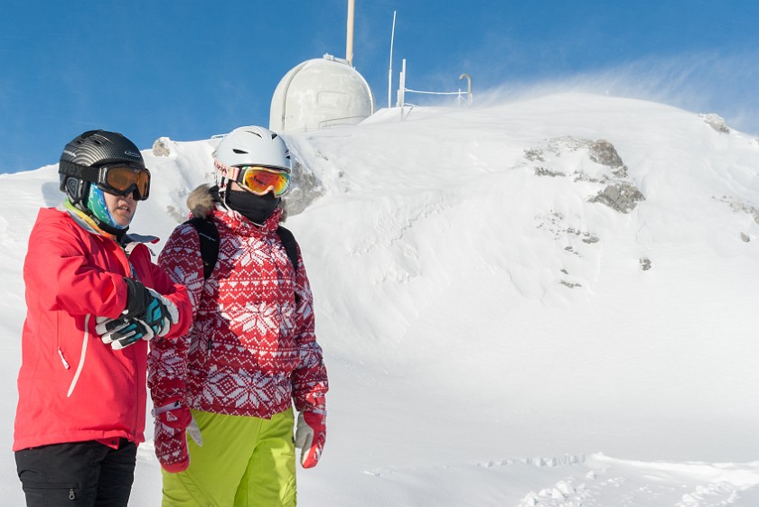 Skiing at Davos. Weissfluh summit. Davos. .
