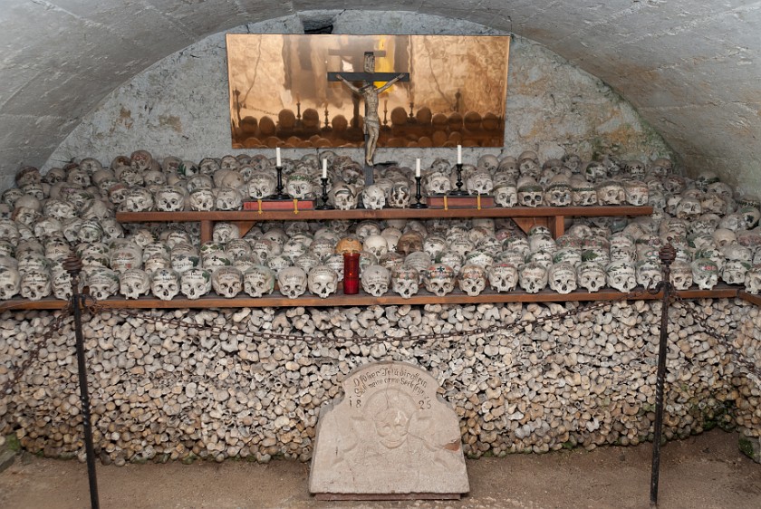 Catholic Church. Inside the bone house. Hallstatt. .