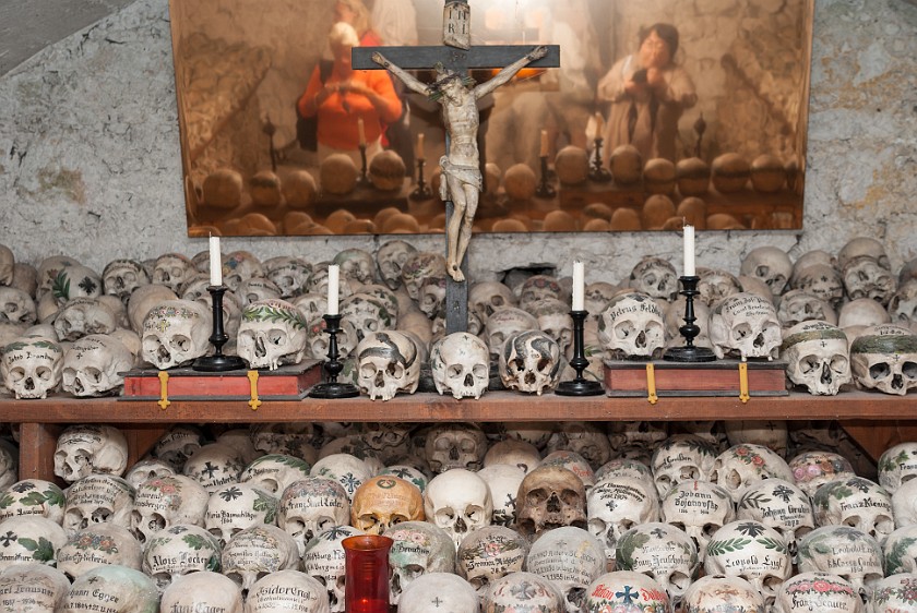 Catholic Church. Inside the bone house. Hallstatt. .