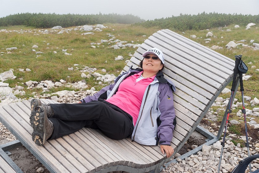 Krippenstein. Portrait laying in a deckchair . Obertraun. .