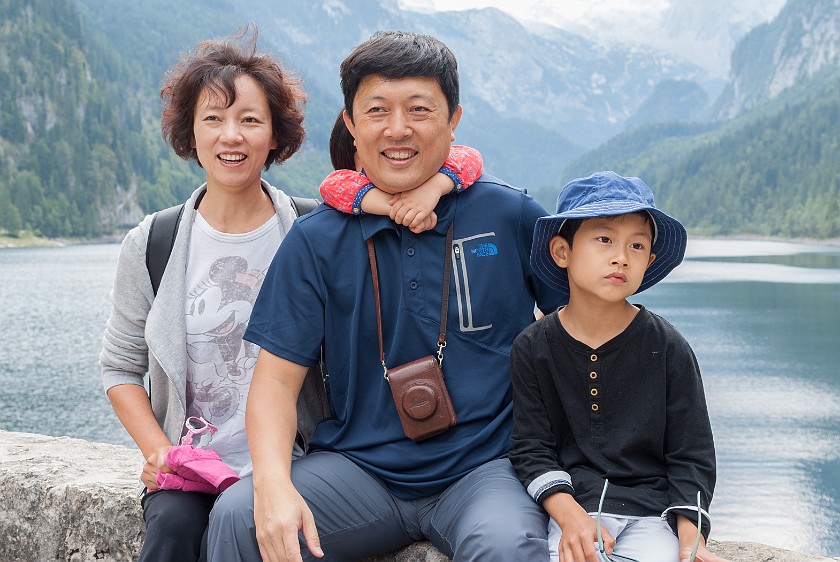 Zwieselalm. Portrait of friends in front of Lake Gosau. Gosau. .