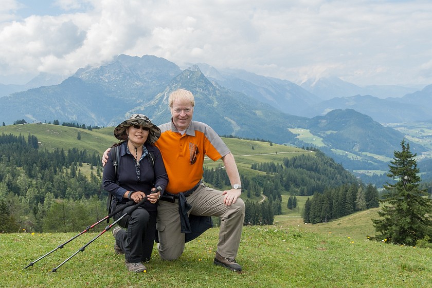 Zwieselalm. Portrait on the Sonnenalm with the Hochkarfelderkopf mountain in the background . Gosau. .