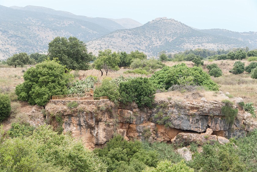 Banias Nature Reserve. Banias fall overlook and Nimrod Fortress. near Kibbutz Snir. .