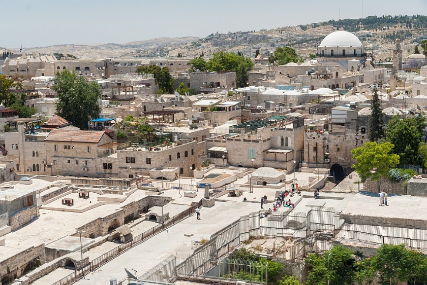 Old City of Jerusalem. View from the Church of the Redeemer onto a rooftop promenade and the Hurva Synagogue. Jerusalem. .