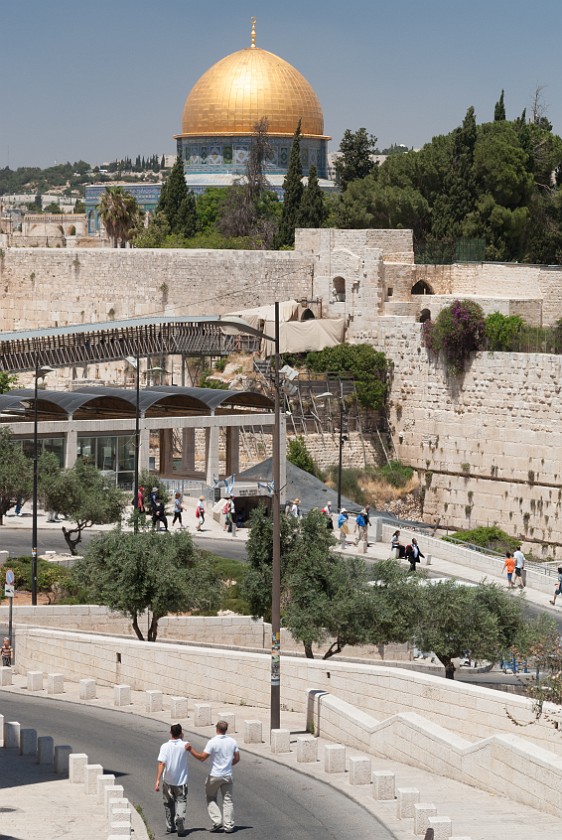 Temple Mount. Wooden ramp to the Temple Mount and Dome of the Rock. Jerusalem. .