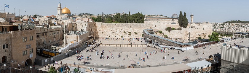 Western Wall. Panoramic view with the Dome of the Rock. Jerusalem. .