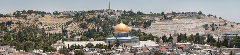 Mount of Olives. Panoramic view from the Church of the Redeemer on the Temple Mount and the Mount of Olives. Jerusalem. .