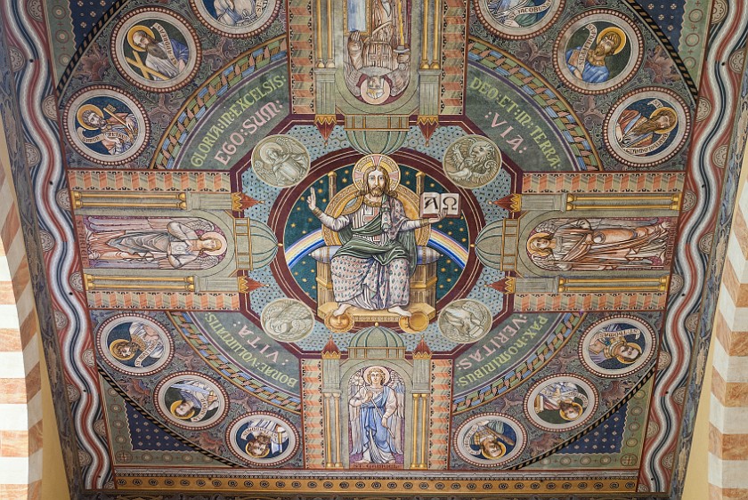 Mount of Olives. Ceiling painting inside the Church of the Ascension. Jerusalem. .