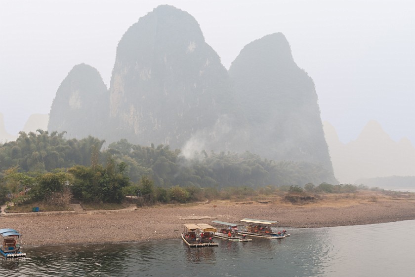 Lí Jiang Boat Tour. Three pinnacles at the Lí Jiang River. near Guìlín. .