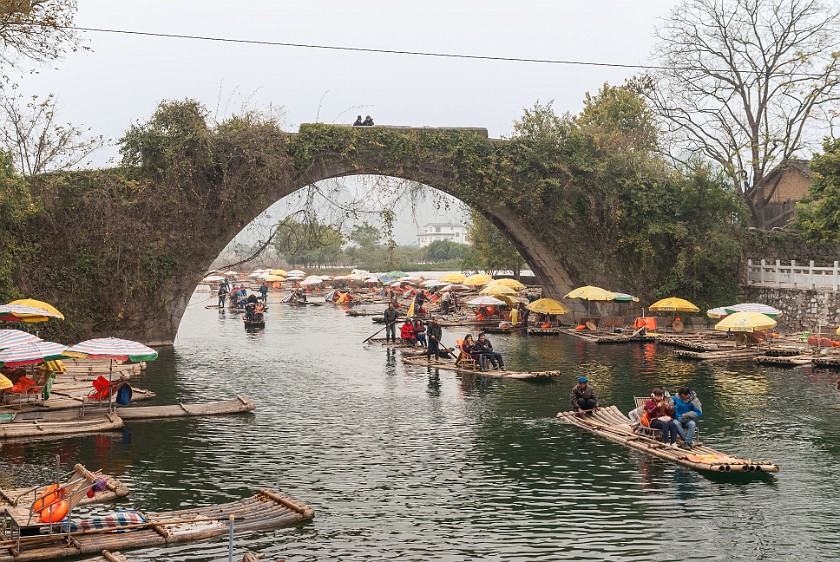 Bicycle Tour Along the Yùlóng Hé River. Dragon bridge. Yángshuò. .