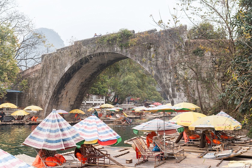Bicycle Tour Along the Yùlóng Hé River. Dragon bridge. Yángshuò. .