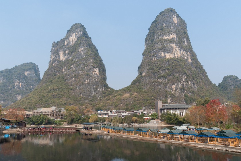 Yuèliàng Shan Area. Double pinnacle near the G321 bridge. near Yángshuò. .