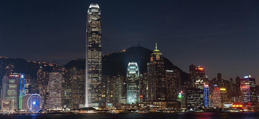 Hong Kong New Year's Eve. Panoramic night view on Hong Kong Island. Hong Kong. .