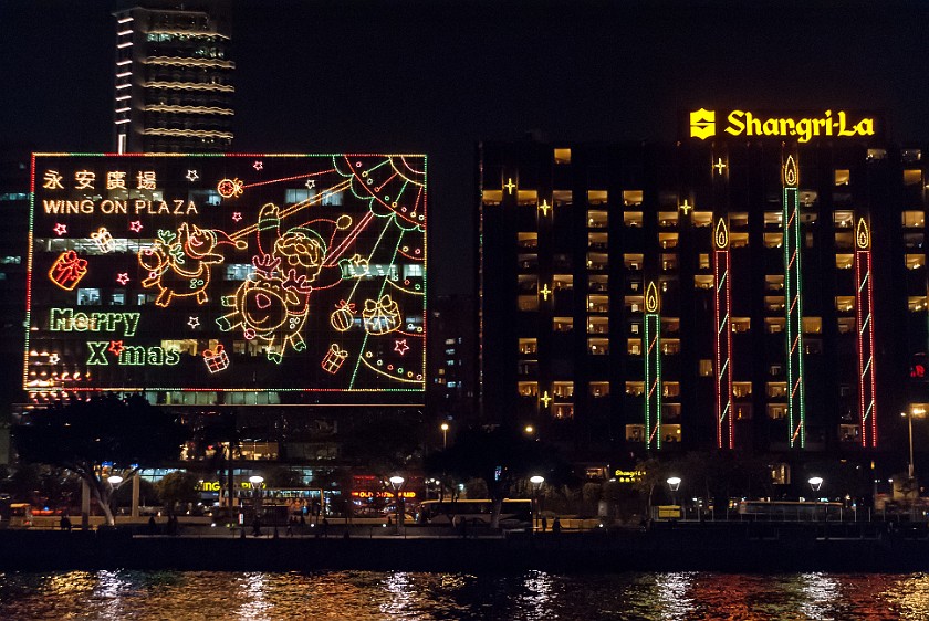 Hong Kong New Year's Eve. Christmas lighting on buildings. Hong Kong. .
